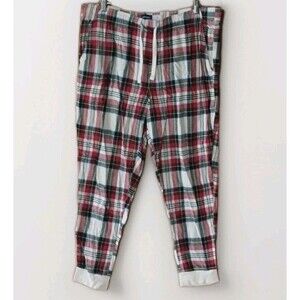 Old Navy Womens XL Tartan Plaid Red Pajama Pants Joggers Light Weight Drawstring